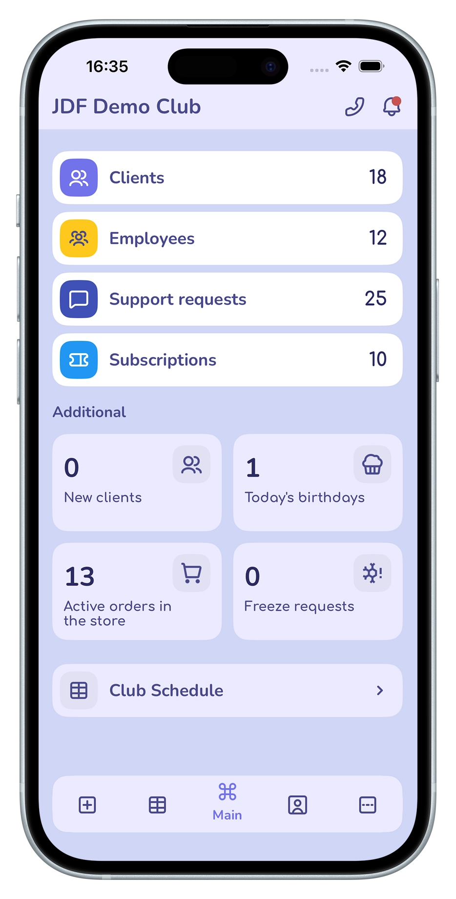 The JustDoFit app home screen with upcoming workouts