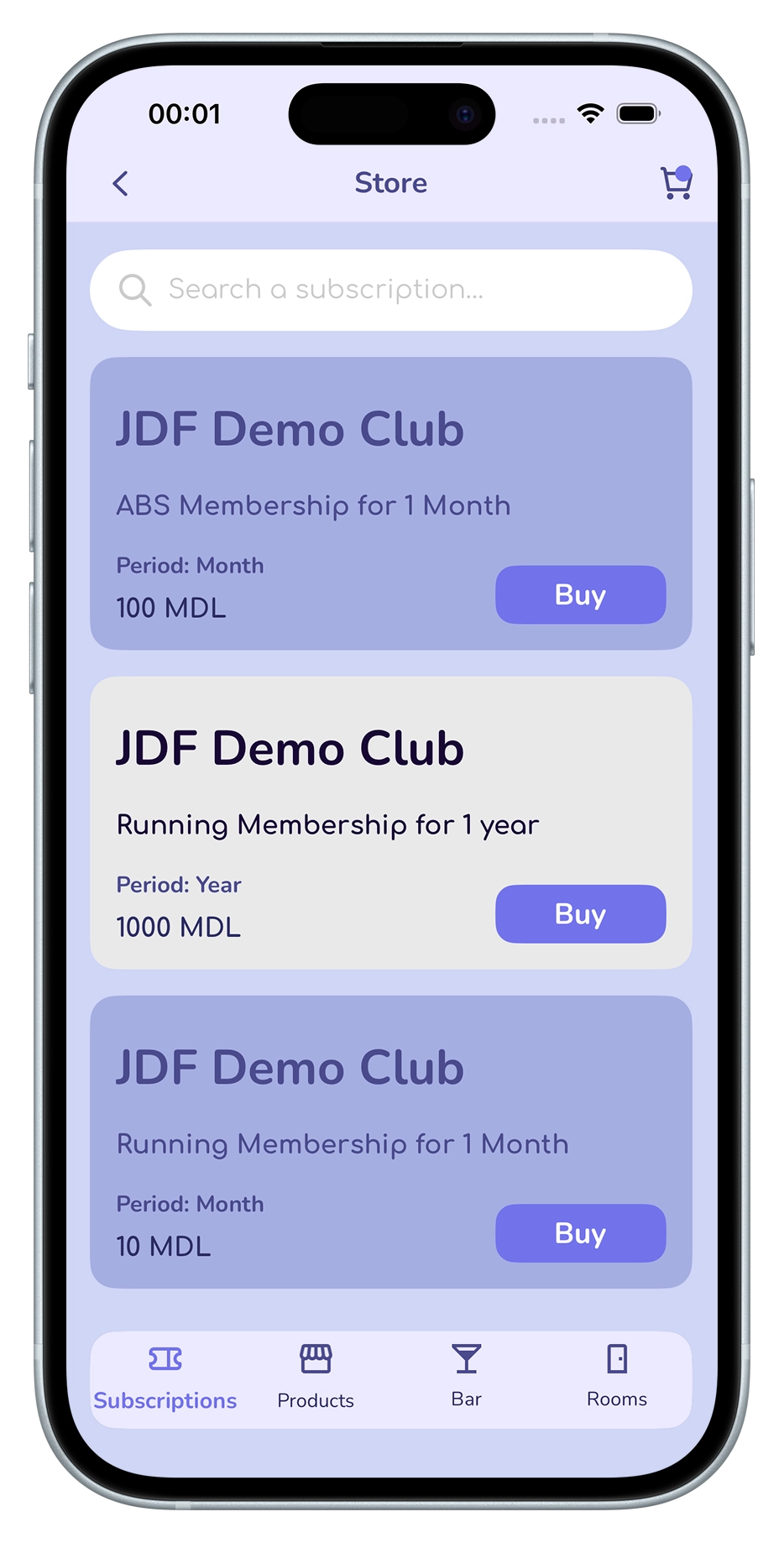 The club store in the JustDoFit app